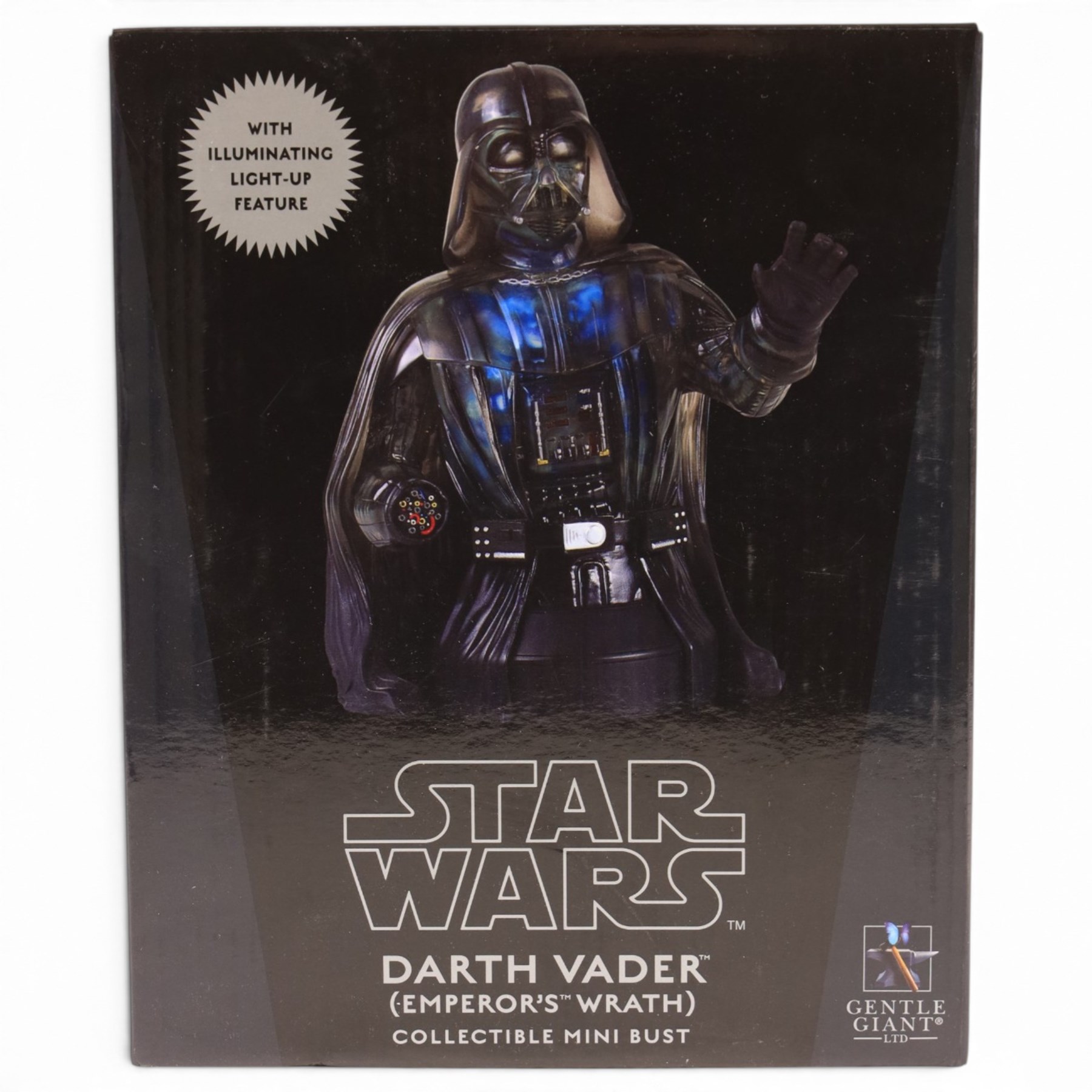 Five Gentle Giant Star Wars Collectible Mini Busts, comprising Darth Vader Emperor's Wrath, Royal Guard, Commander Fox, Boba Fett and Lieutenant Renz, together with a Sideshow Collectibles Holographic Darth Sidious with Mechno Chair 1:6 scale figure, all boxed