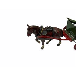 Lead figures - pre-war Charbens goat cart with girl; Timpo ploughman; Timpo cow; Salco Dray Carts; see-saw boat with boy and girl; two Charbens tractors; Taylor & Barrett governess cart; six Wendal figures etc
