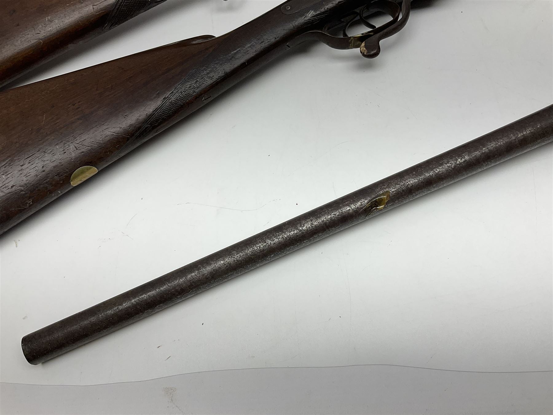 UNPROOFED/OUT OF PROOF SO RFD ONLY - three guns in poor condition comprising 19th century G. Coop 12-bore side-by-side double barrel hammer shotgun; 14-bore single barrel percussion sporting gun composed of various parts with cut-down barrel; and non-firing mock snider action ornamental gun (3)
