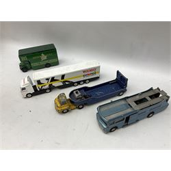 Corgi - eighteen unboxed and playworn/repainted die-cast commercial vehicles including Commer 5-Ton Wagon with drop-side trailer and two other 5-Ton wagons, Dodge Key Fargo, Jeep FC-150, two London Routemaster buses, Carrimore Trideck Transporter, two Carrimore Mark IV Transporters, Carrimore Low Loader, Ecurie Ecosse Racing Car Transporter etc (18)