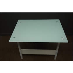  John Lewis white finish and glass top desk, 70cm x 100cm, H77cm  