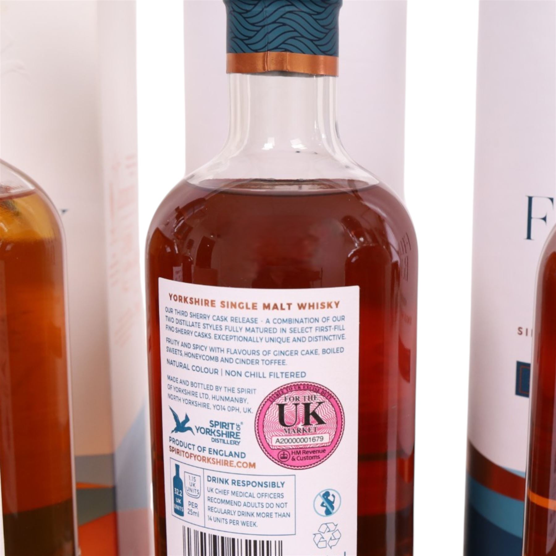Sprit of Yorkshire Distillery, Filey Bay Sherry Cask Reserve #3 single malt whisky, 70cl 46% vol four bottles and Filey Bay Moscatel Finish Batch #2 single malt whisky, 70cl 46% vol