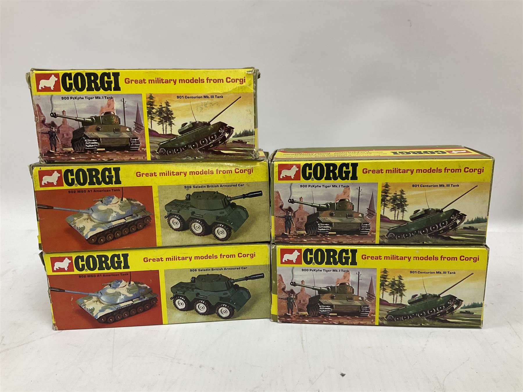 Corgi - eleven military models comprising three x 900, three x 901, four x 905 & 908; all boxed; together with nine unboxed models (18)