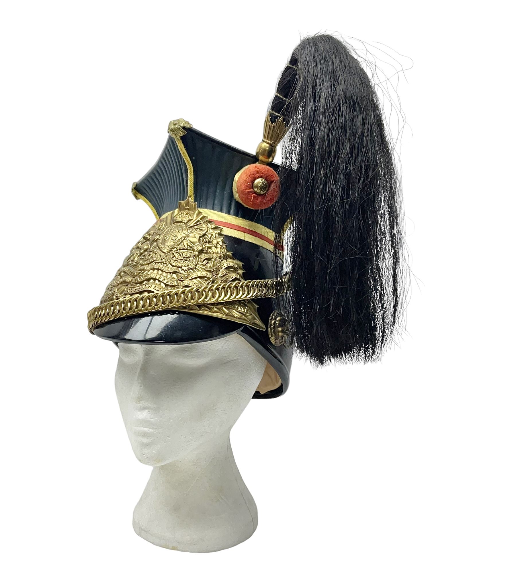 Lancers cap with original 19th century fittings for the 16th Lancers on a modern fibre glass shell with liner