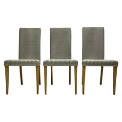 Lloyd Loom - set of six 'Maybourne' slate painted high back wicker dining chairs, raised on light oak square tapering supports