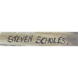 Steven Scholes (Northern British 1952-): 'Tatton Street Ordsall Salford 1962', oil on canvas signed, titled verso 28.5cm x 38.5cm