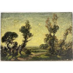 Paul Paul (Staithes Group 1865-1937): Trees at Sundown, oil on canvas unsigned 24cm x 41cm (unframed) 
Provenance: from the collection of the artist's great granddaughter