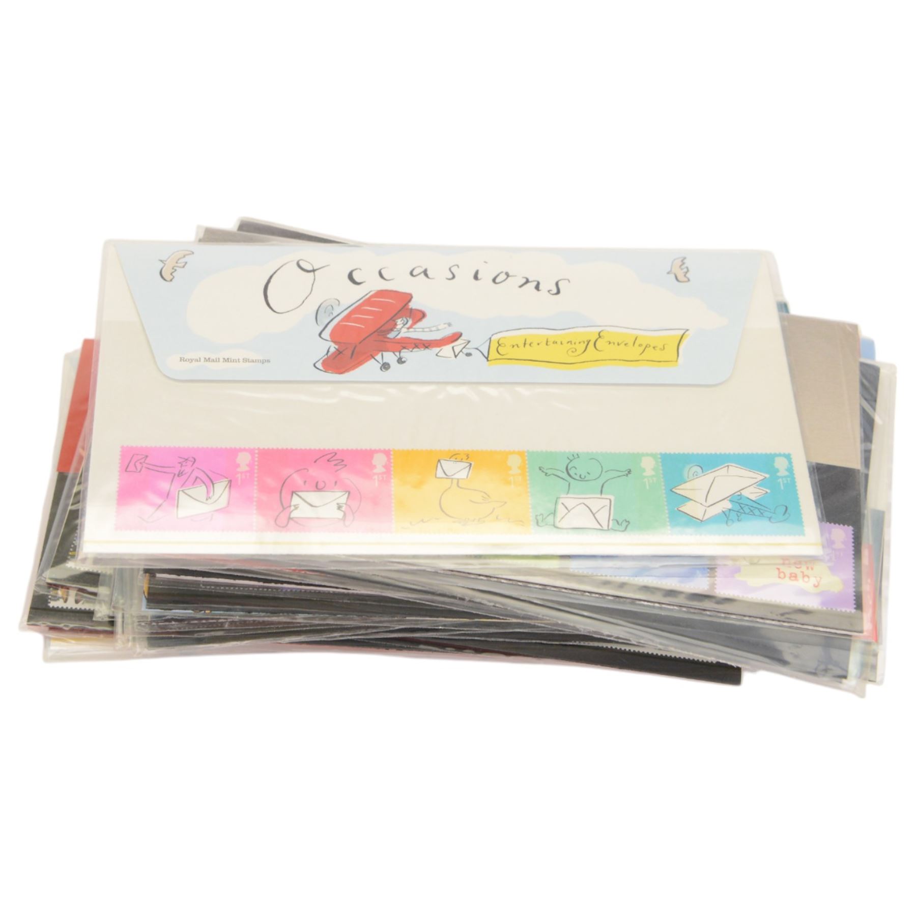 Queen Elizabeth II mint decimal stamps, mostly in presentation packs, face value of usable postage approximately 380 GBP