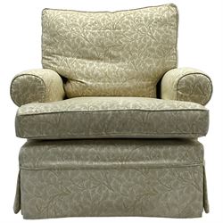 Multi-York - traditionally shaped armchair, upholstered in oak leaf and acorn patterned fabric