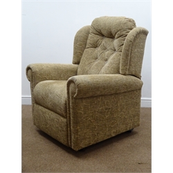  Electric riser reclining armchair, upholstered in a dark beige floral fabric, W85cm (This item is PAT tested - 5 day warranty from date of sale)  