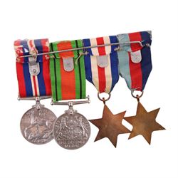 WWII British set of four medals, comprising War medal, Defence medal, 1939-45 star and France and Germany star, together with matching miniatures 
