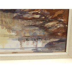 E Greig Hall (British 20th century): 'Striding Edge Helvellyn', watercolour signed, titled and dated '73 verso; 'Summer in Wharfedale' and Yorkshire Landscape, two watercolours signed E Shillito, max 49cm x 37cm (3)