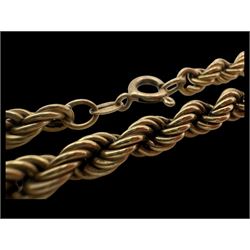 9ct gold rope twist necklace chain, hallmarked