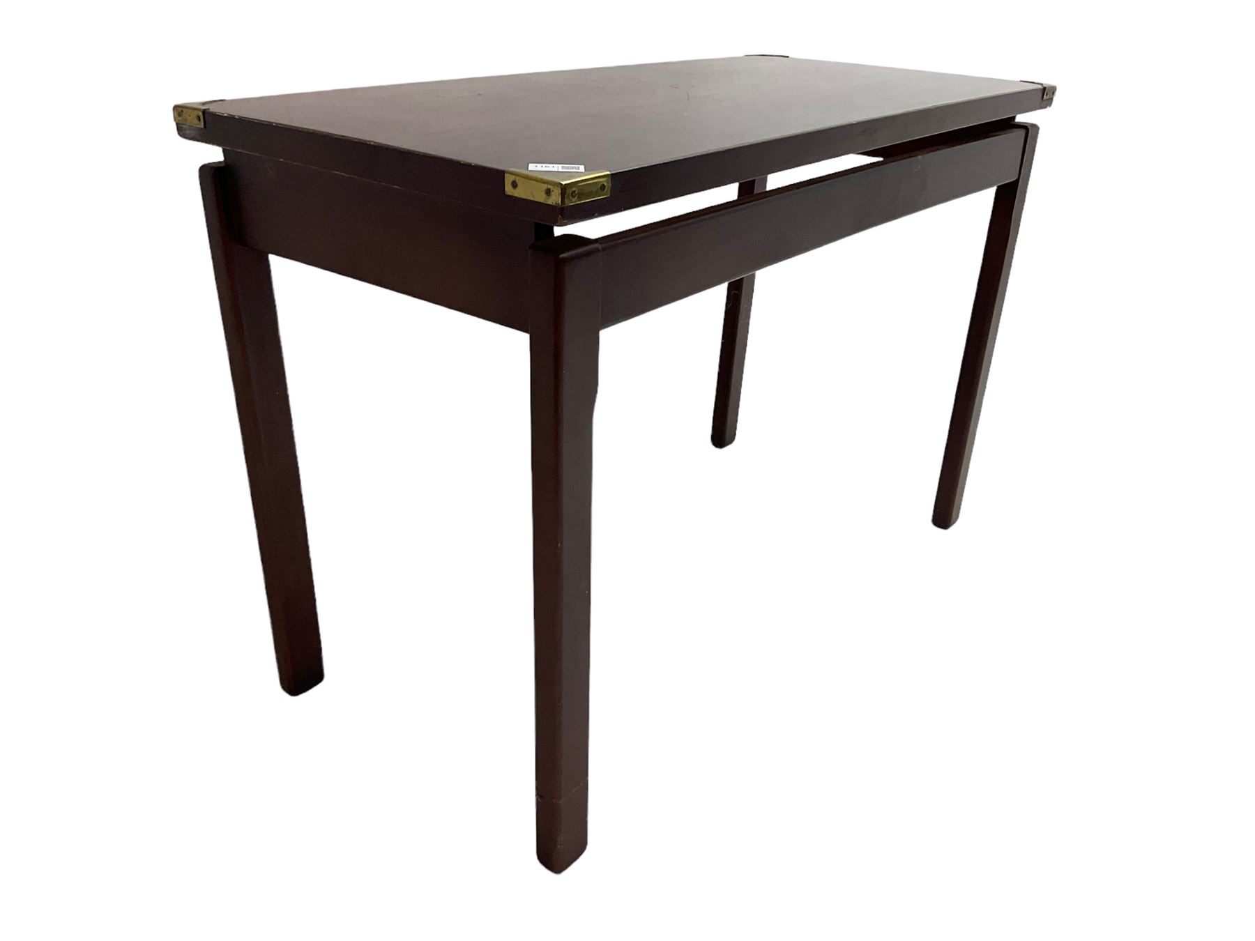 Military style mahogany side table with brass mounts