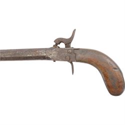 19th century percussion pistol with octagonal barrel, together with muff/ starter pistol 