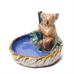 Doulton Lambeth Koala dish, by Florrie Jones, impressed mark and signed to base, H11cm 