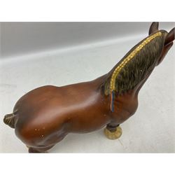 Group of three Beswick Shire horses, comprising CH. Burnham Beauty mare in matte finish, dapple grey horse and bay horse, all with stamped marks beneath