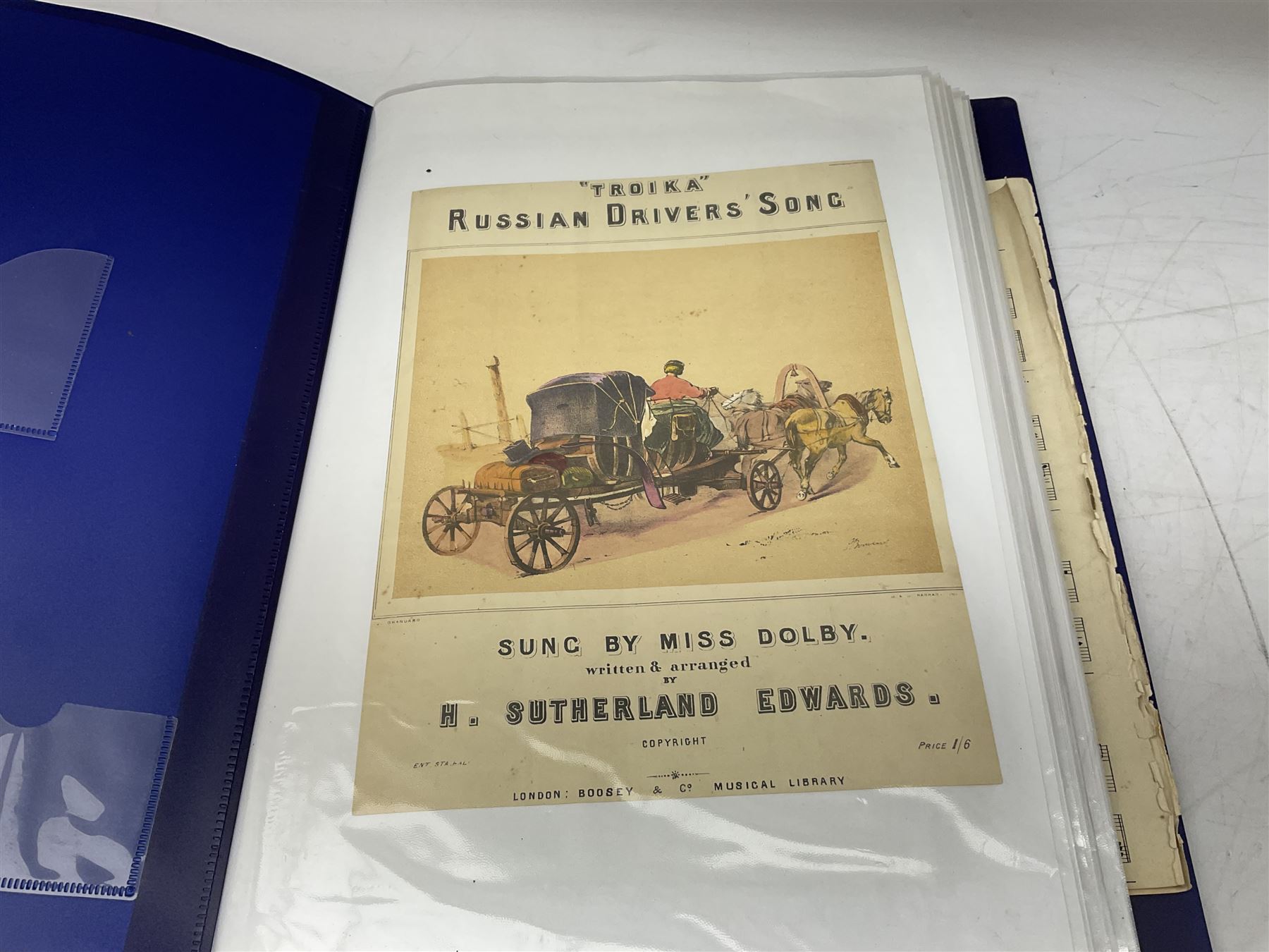 Two albums of Victorian and later sheet music, many with attractive illustrated coloured covers, to include some war and air force related examples to include The Frost Polka, Milk to my Tea, Tour Songs of the Air Service, Silver Wings in the Moonlight, etc, some facsimile