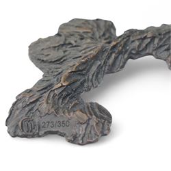 Michael Simpson (British Contemporary): Leaping Hare and Three Hares Dancing, two bronzes, one limited edition signed and numbered 273/350 to base, the other apparently unsigned, larger H7cm (2)