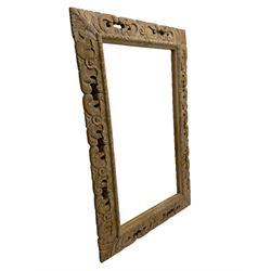 Large hand carved lined wood wall mirror