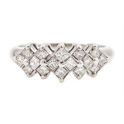 18ct white gold princess cut diamond cluster ring, hallmarked, total diamond weight 0.50 carat