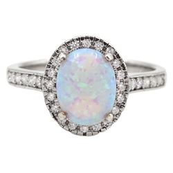Silver opal and cubic zirconia cluster ring, stamped 925 