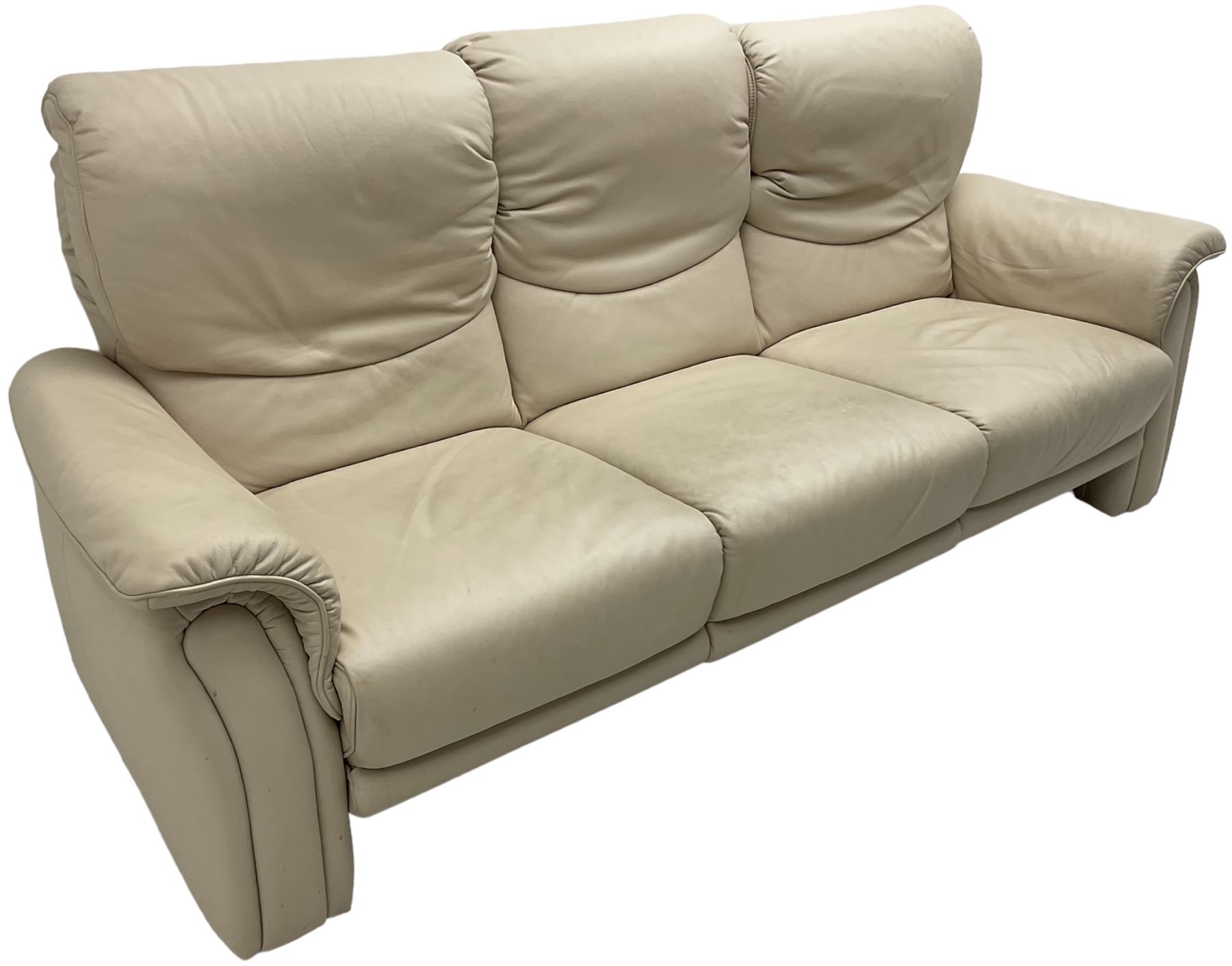 Himolla - three seat sofa upholstered in cream leather