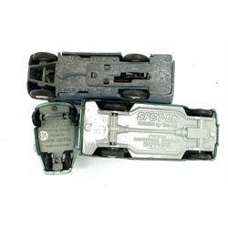 Chad Valley Wee-Kin - six unboxed and playworn clockwork models comprising Milk Tanker; Hillman Minx and another saloon car; Commer Avenger Coach; and two double deck buses; together with Tri-ang Spot-On Armstrong Siddeley Sapphire and BMW Isetta bubble car (8)