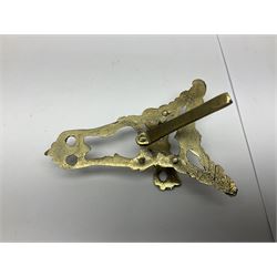 Nine ornate cast brass easel stands of various sizes, H24cm