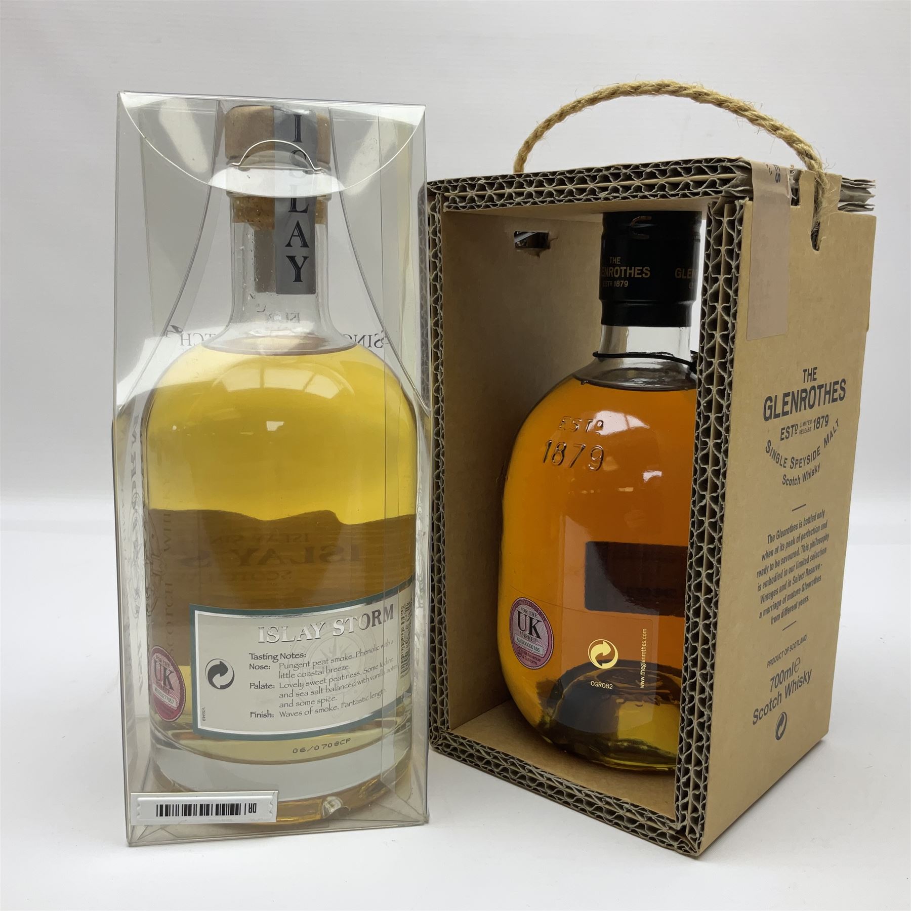 Glenrothes Select Reserve Speyside single malt Scotch whisky, 70cl, 40% and Islay Storm single malt Scotch whisky 70cl 40%
