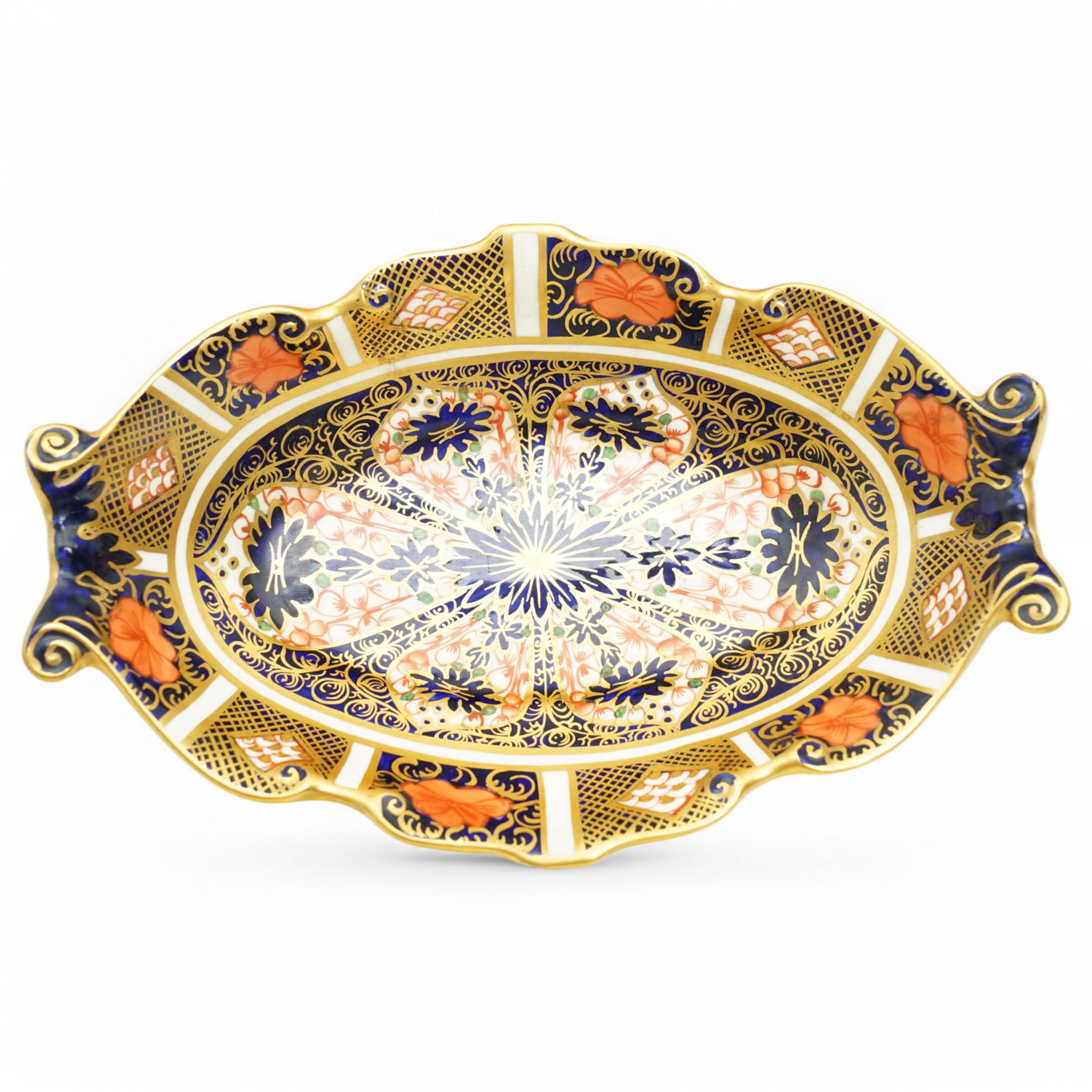 Two Royal Crown Derby Imari dishes, of lozenge and oval form, largest D25cm (2)