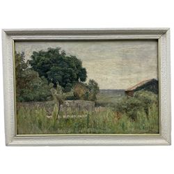 Paul Sebilleau (French 1846-1907): Rural Landscape with Farm, oil on canvas signed 1894, 48cm x 72cm