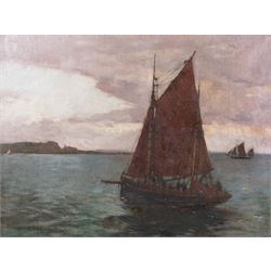 Gerald Hastings Wakeman (Irish 1864-1938): Ships off the Irish Coast, oil on canvas signed 44cm x 60cm