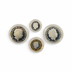 The Royal Mint United Kingdom 2008 silver proof piedfort four coin collection, cased with certificate