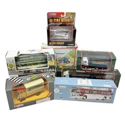 Collection of Corgi die-cast model vehicles, to include 'We're on the move!' set, two Blackpool Balloon Trams, Fire Heroes helicopter, two Eddie Stobart haulage vehicles etc, all boxed (8)