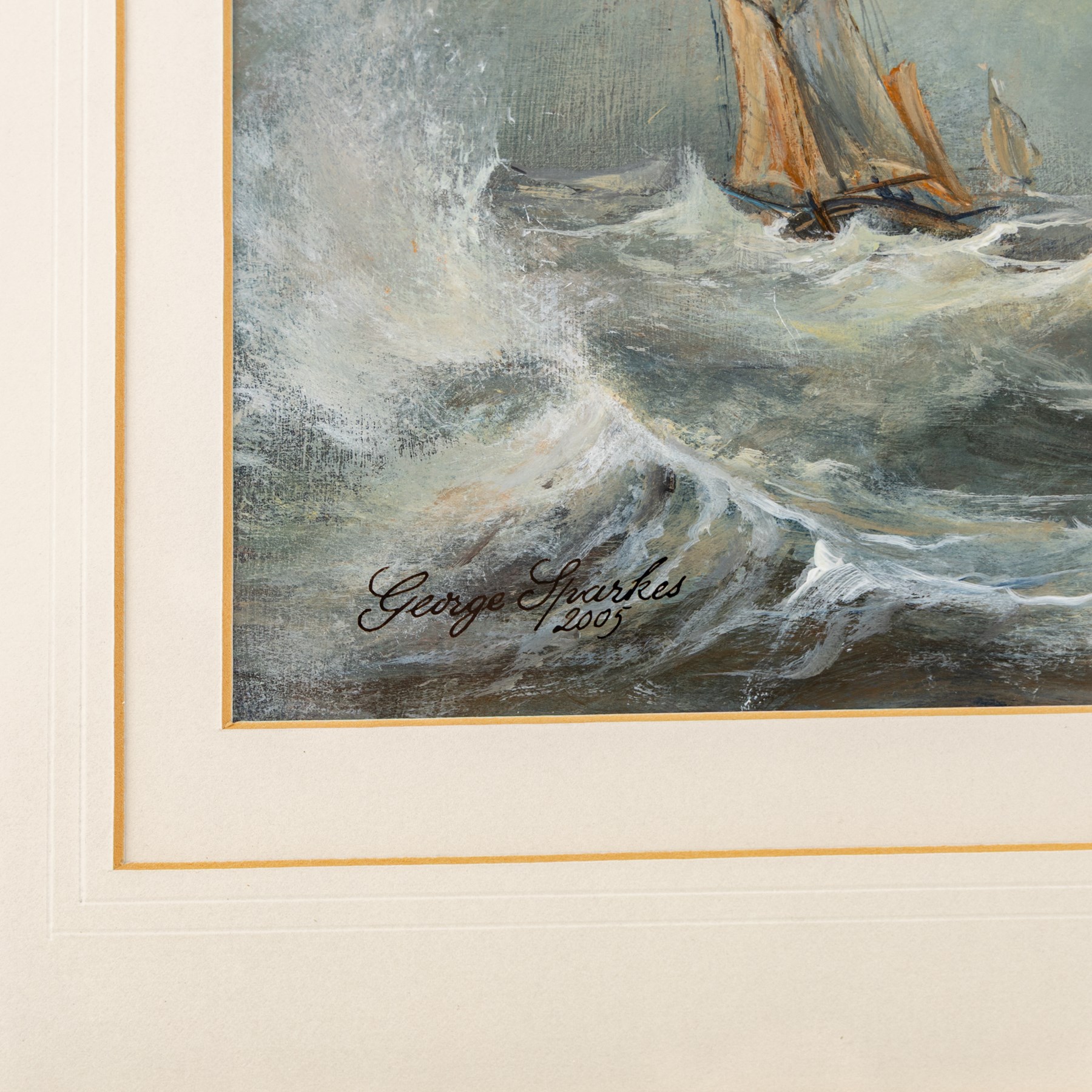 George Sparkes (Yorkshire Contemporary): 'Coastal Scene - East Yorkshire c.1860', acrylic on board signed and dated 2005, titled on the mount in pencil 28.5cm x 46cm