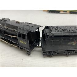 Hornby Dublo - 2-rail - Class 8F 2-8-0 locomotive No.48109 in BR black; Class R1 0-6-0 tank locomotive No.31337 in BR black; and Met-Vic Diesel Co-Bo locomotive No.D5702 in BR green; together with 3-rail Class 4MT Standard Tank 2-6-4 locomotive No.80054 in BR black; three unassociated boxes and one unboxed (4)