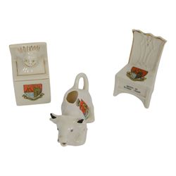 Scarborough Crested Ware including, tanks, a grenade, plane, canon, Scarborough castle, lobster pot, camera etc   
