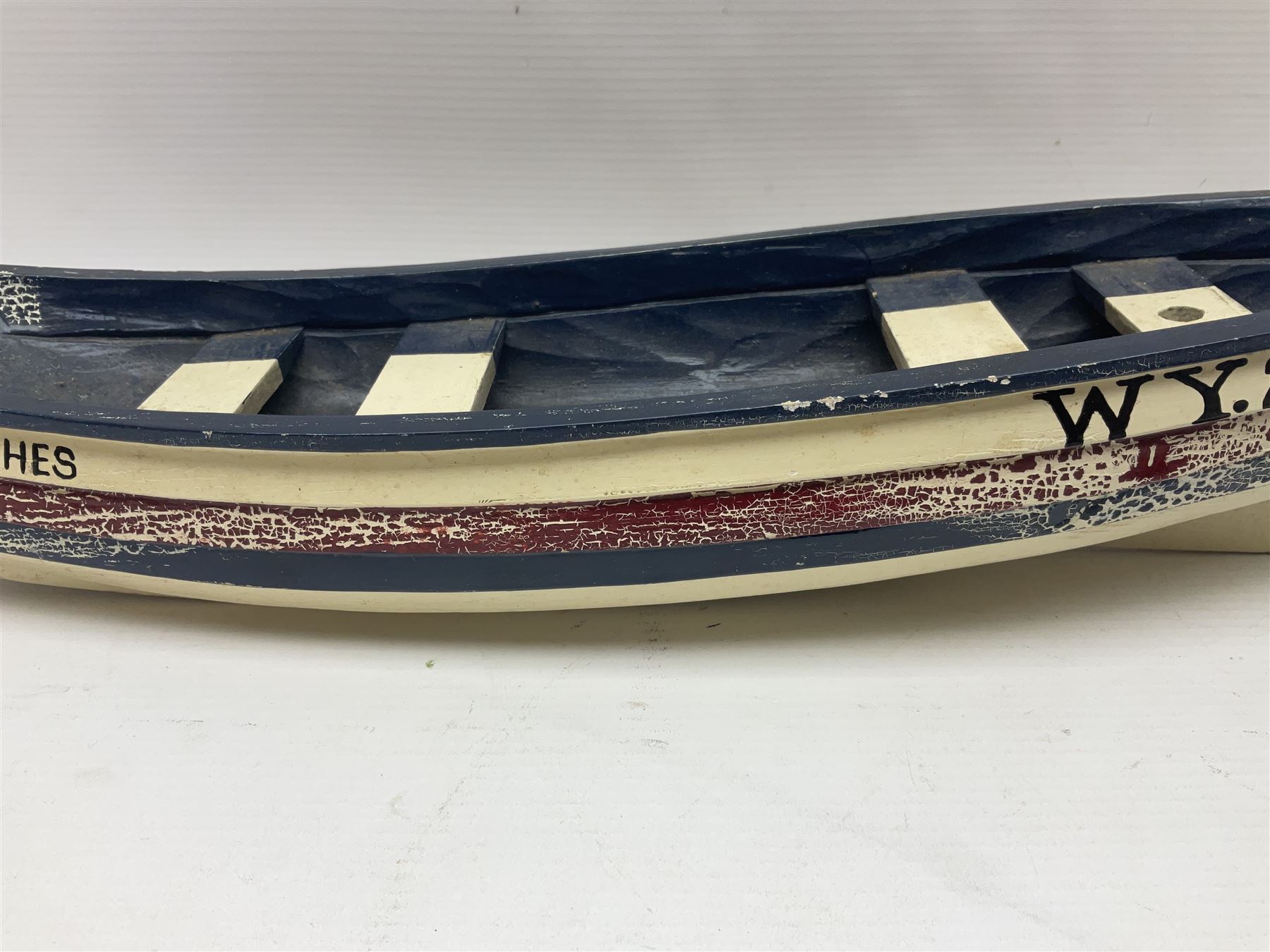 Wooden model of the Whitby coble boat WY254 'Mizpah' L48cm