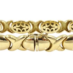 14ct gold oval and cross link bracelet, stamped 585, approx 35.34gm