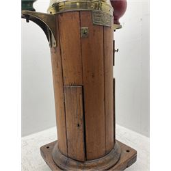 Early 20th century binnacle, with hood, gimballed compass and iron correctors, with brass plaque to the front marked 'The Dobbie McInnes patent Standard compass' 