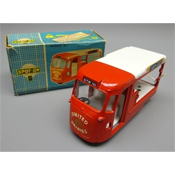  Tri-ang Spot-On United Dairies Van No.122, red with white roof, boxed with two detached or missing end flaps  