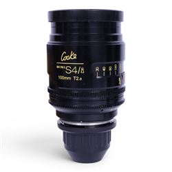 Cooke Mini S4/i 100mm T2.8 prime lens with PL mount, serial no. 8100-0714, with front and back lens caps