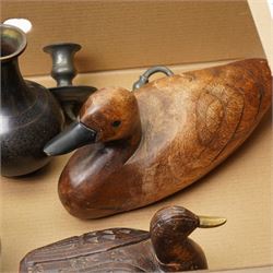 Three decoy duck models, together with a barley twist candlestick, pair of cloisonne vases and further candlestick holder (7)