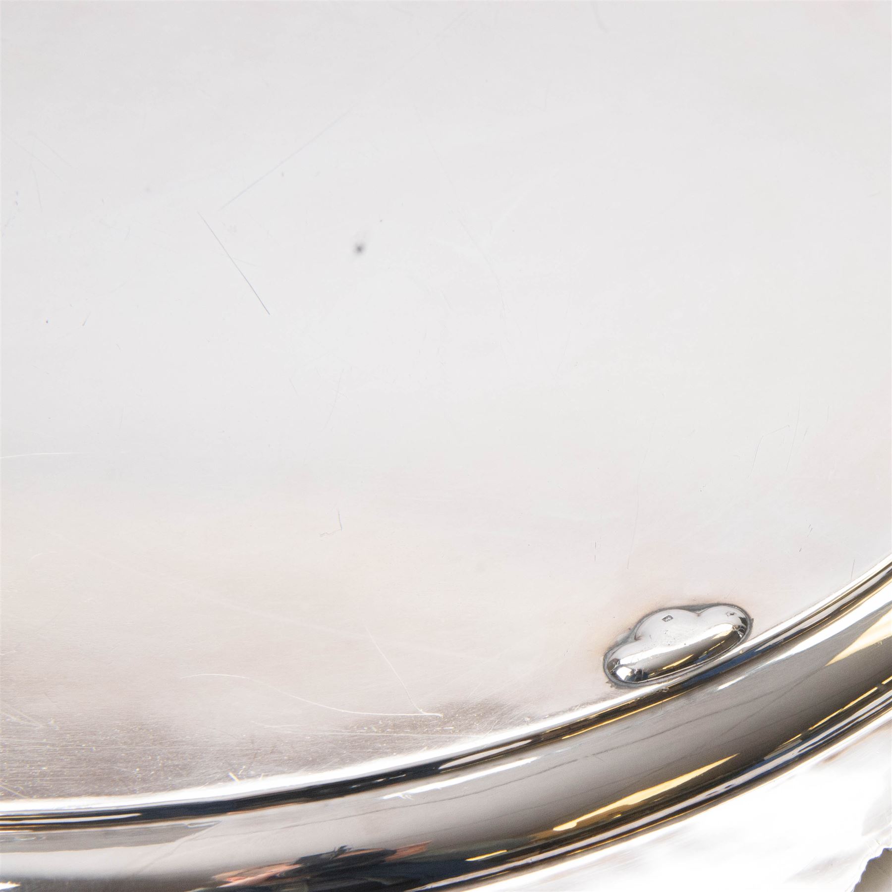 Victorian silver twin handled tray, of oval form, engraved with floral and foliate swags with vacant cartouche to centre, with oblique gadrooned rim, palmette details and foliate decoration to handles, hallmarked Atkin Brothers, Sheffield 1901, handle to handle W70cm