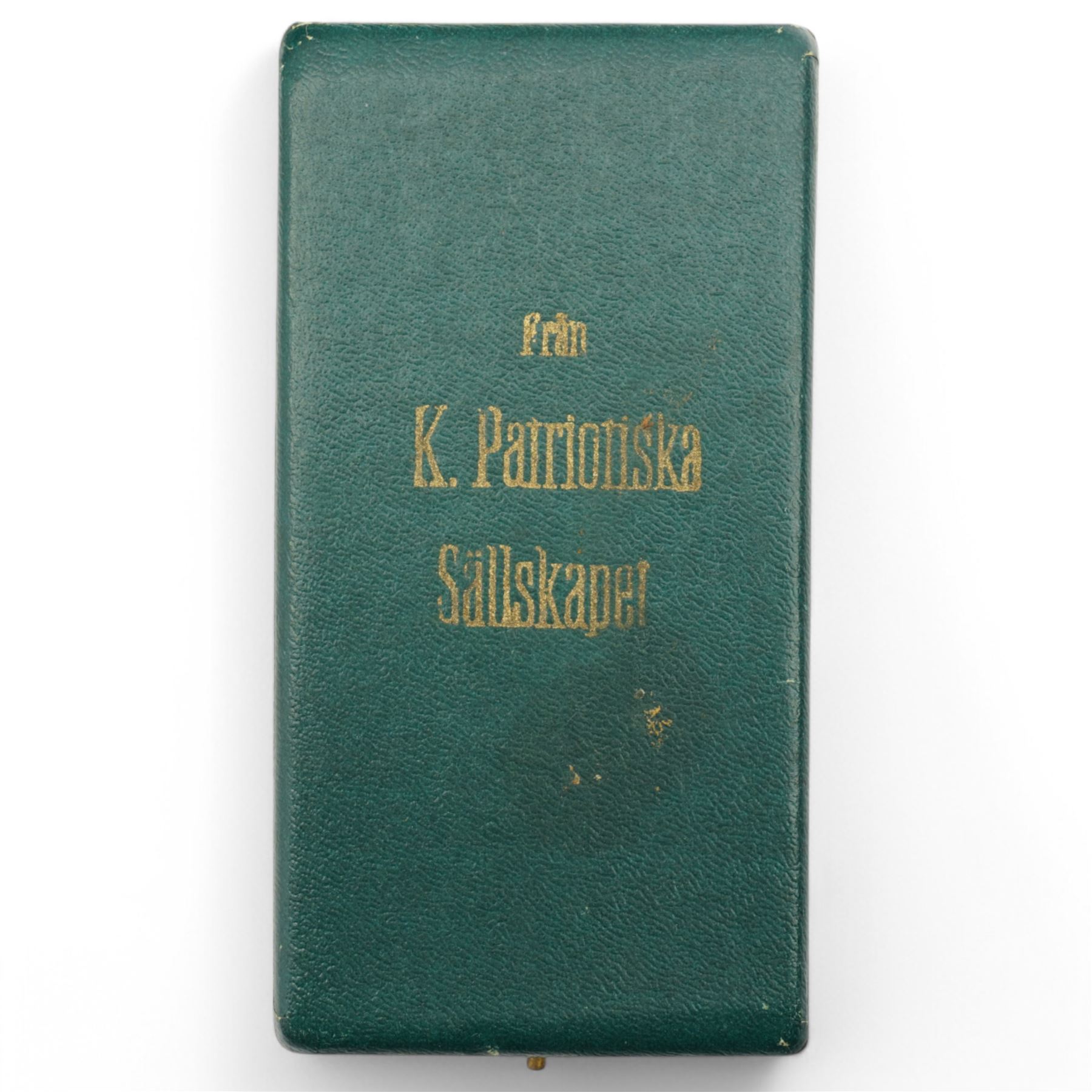 Sweden - Gustaf V gold medal for Long Term and Faithful Service awarded to Emil Pettersson the rim marked 'Guld 1945' with green and yellow ribbon in original box