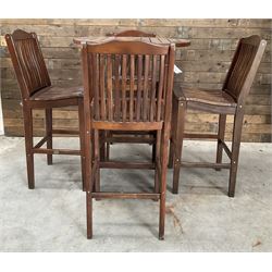 Alexander Rose circular high hardwood garden table, and four stools