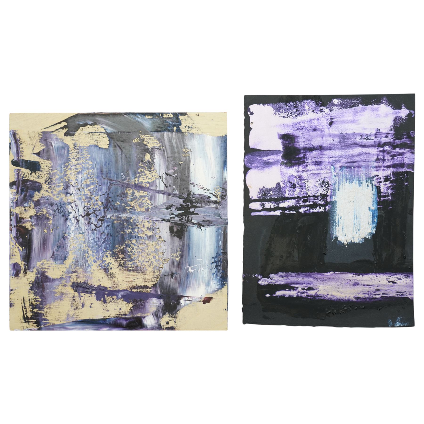 Daniel Martin Sullivan (American 1980-): 'Retrograde' and 'Abstract', oil on panel and oil on card signed and dated 2019 verso max 25.5cm x 25.5cm (2) (unframed)
Provenance: The Art House, Michigan, USA