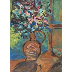 Attrib. Vladimir Tatlin (Russian 1885-1953): Still Life Vase of Flowers, oil on card signed 48cm x 35cm  