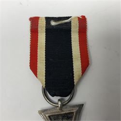 WWI Imperial German Iron Cross 2nd Class, the suspension ring indistinctly stamped M8?; with WWII ribbon